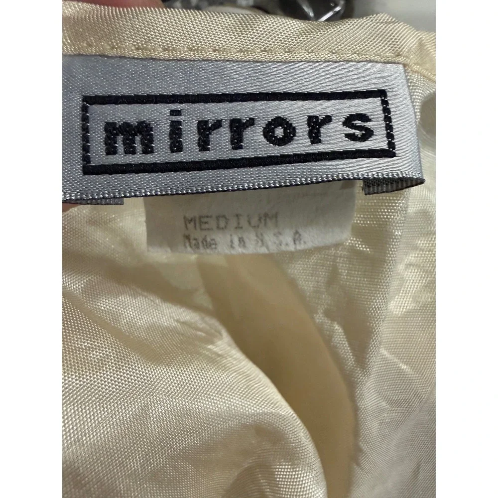 Vintage Mirrors Patchwork Floral Brocade Plaid Vest Tan Cream Medium Made in USA